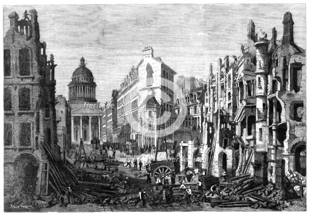 Paris demolitions - removal of a portion of the Quartier Latin - from a drawing by M. Thorigny, 1860 Creator: Unknown.