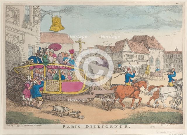 Paris Diligence, 1810., 1810. Creator: Thomas Rowlandson.