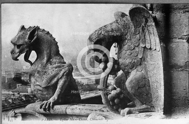 Paris - Eglise Notre-Dame, Chimeres ( Gargoyles ). Creator: Unknown.