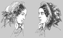 Paris Fashions; Bonnets 1854. Creator: Unknown