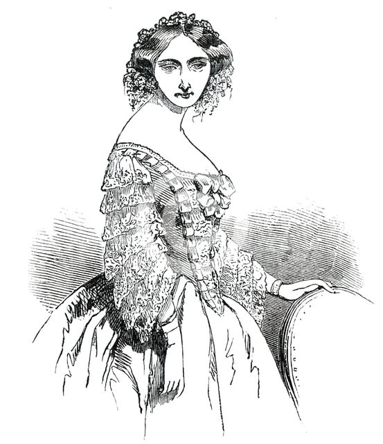 Paris Fashions for August - Opera Dress, 1850. Creator: Unknown.