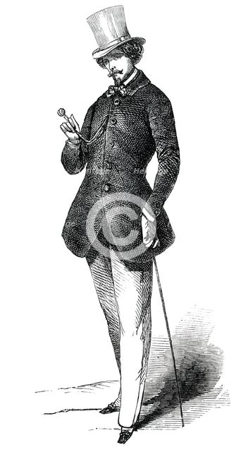 Paris Fashions for August - Promenade Dress, 1850. Creator: Unknown.