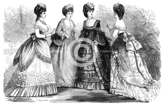 Paris fashions for April, 1870. Creator: Unknown.