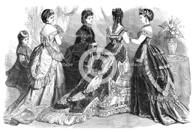 Paris fashions for February, 1870. Creator: Unknown.