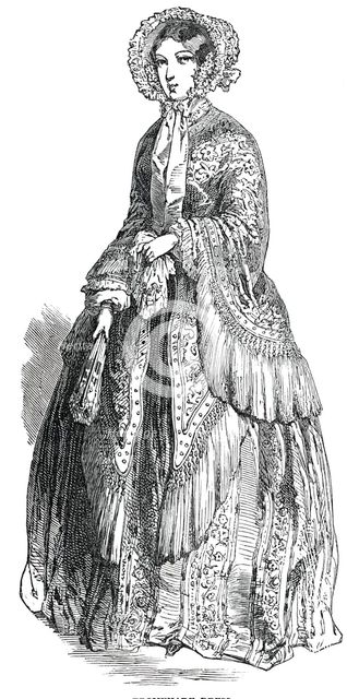 Paris Fashions for June - Promenade Dress, 1850. Creator: Unknown.