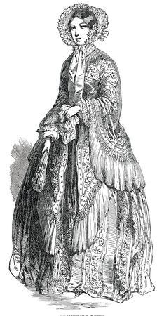 Paris Fashions for June - Promenade Dress, 1850. Creator: Unknown