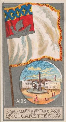 Paris, from the City Flags series (N6) for Allen & Ginter Cigarettes Brands, 1887. Creator: Allen & Ginter
