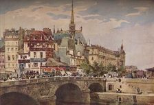 Paris from the Pont St Michel c1846. Artist: Charles Claude Pyne