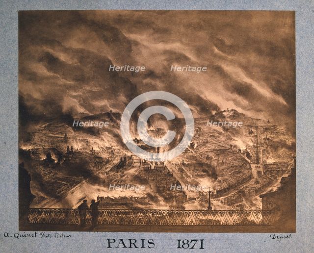 Paris in flames, 1871. Artist: Unknown