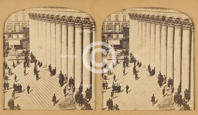 Paris instantanne. Place de la bourse sortie des negociants., 1855-1865. Creator: F. Grau.