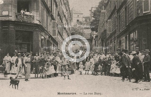 Paris, Montmartre. La rue Burq. Post card, 1900s. Creator: Anonymous.
