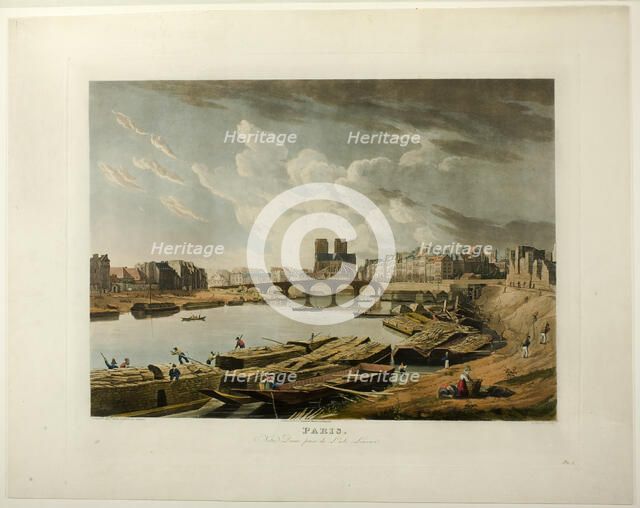 Paris, Notre Dame prise de L'Ile Louvier, n.d. Creator: Daniel Havell.