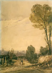 Paris seen from the Pere Lachaise cemetery c1825. Artist: Richard Parkes Bonington