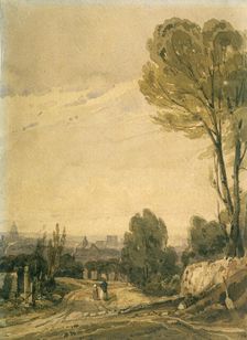 Paris seen from the Pere Lachaise cemetery c1825. Artist: Richard Parkes Bonington