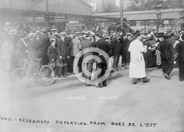 Paris, reservists departing from Gare de L'Est, between c1914 and c1915. Creator: Bain News Service.