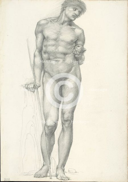 Paris with Golden Apple in Left Hand, for the Troy Triptych (sketchbook #2638), c. 1873-77. Creator: Sir Edward Coley Burne-Jones.