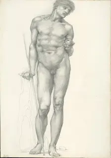 Paris with Golden Apple in Left Hand, for the Troy Triptych (sketchbook #2638), c. 1873-77. Creator: Sir Edward Coley Burne-Jones