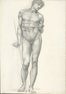 Paris with Golden Apple in Left Hand, for the Troy Triptych (sketchbook #2638), c. 1873-77. Creator: Sir Edward Coley Burne-Jones