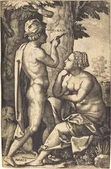 Paris Writing Words of Love to Oenone. Creator: Georg Pencz