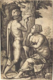 Paris Writing Words of Love to Oenone. Creator: Georg Pencz