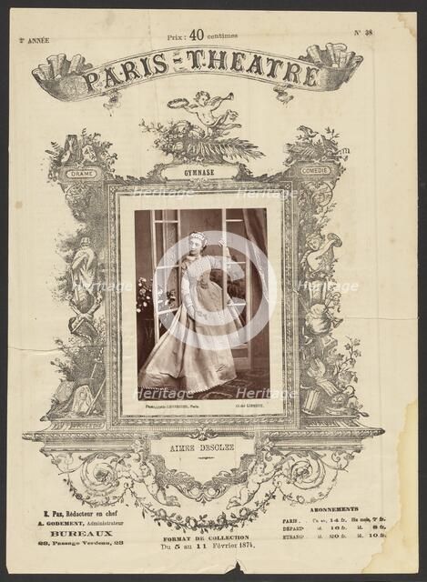 Paris Theatre: Aimee Desolee, 1874. Creator: Alphonse J. Liébert.