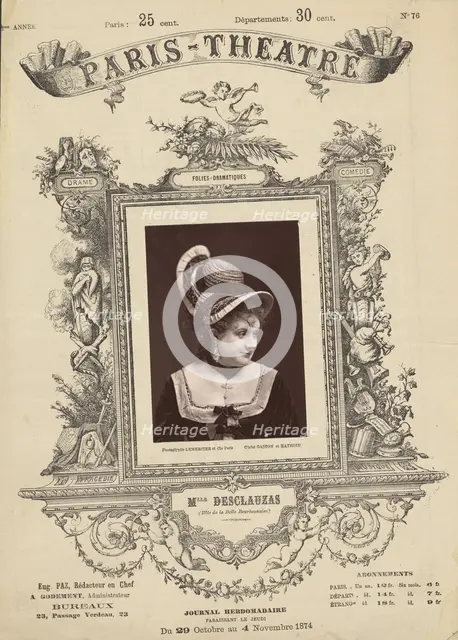 Paris Theatre: Mlle. Desclauzas, 1874. Creator: Gaston & Mathieu & Cie.