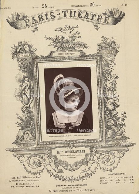 Paris Theatre: Mlle. Desclauzas, 1874. Creator: Gaston & Mathieu & Cie.