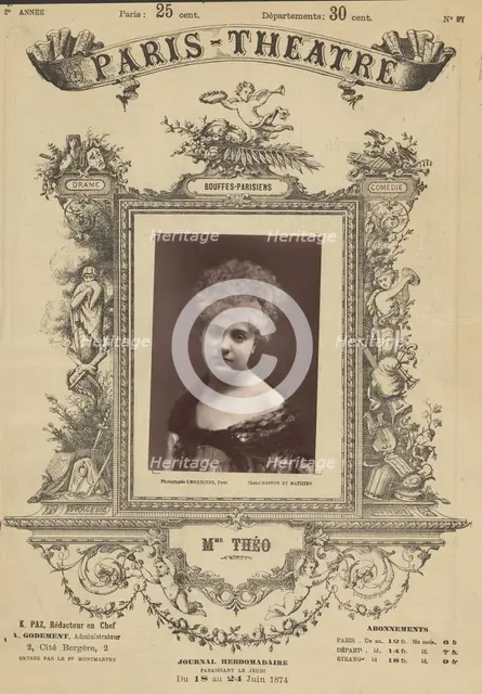Paris Theatre: Mme. Théo, 1874. Creator: Gaston & Mathieu & Cie.