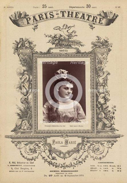 Paris Theatre: Paola Marie, 1874. Creator: Gaston & Mathieu & Cie.