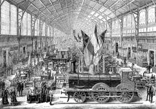 Paris Universal Exhibition in 1878, railway machinery room of English manufacture, Hall of the Ca…