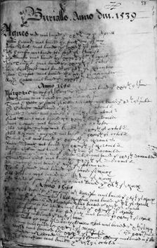 Parish register, late 16th century. Creator: Unknown