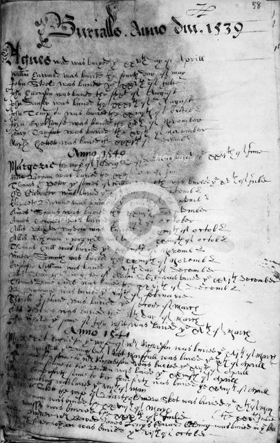 Parish register, late 16th century. Creator: Unknown.