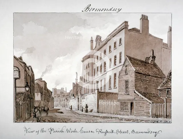 Parish Work House, Tanner Street, Bermondsey, London, 1828.                                       Artist: John Chessell Buckler