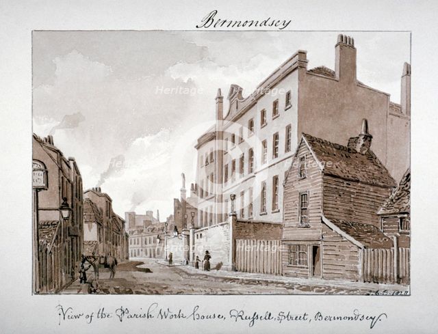 Parish Work House, Tanner Street, Bermondsey, London, 1828.                                       Artist: John Chessell Buckler