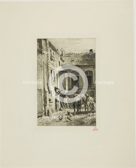 Parisian Courtyard, 1865. Creator: Charles Emile Jacque.