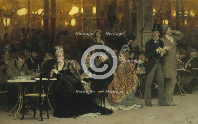Parisian Café, 1875. Artist: Repin, Ilya Yefimovich (1844-1930)