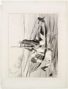 Parisian Boatmen, plate 14: Man Overboard, 1843. Creator: Honoré Daumier (French, 1808-1879); Aubert