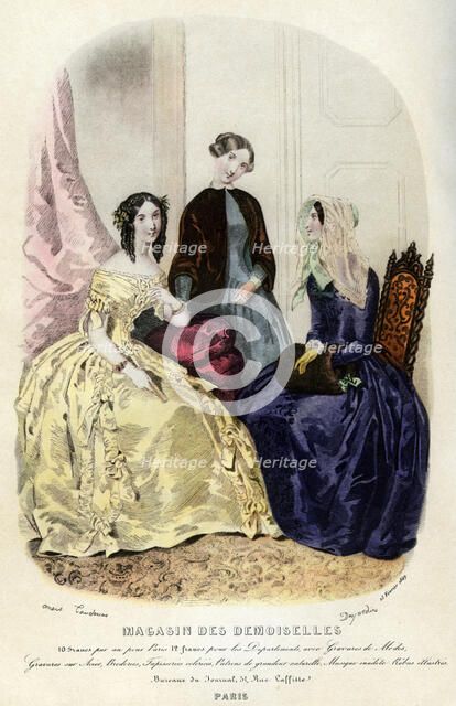 Parisian fashions of the 19th century, 1849 (1938). Artist: Unknown