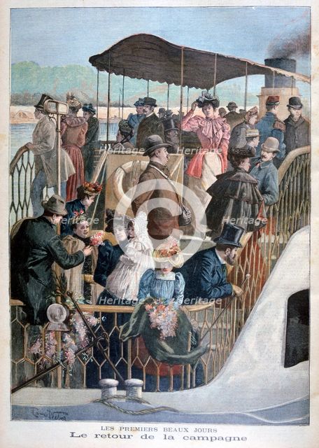 Parisians returning from the countryside by boat, 1894. Artist: Weber