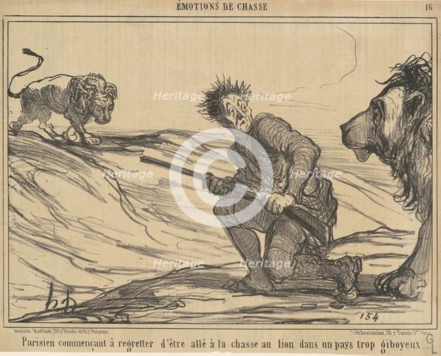 Parisien commencant a regretter ... la chasse au lion ..., 19th century. Creator: Honore Daumier.