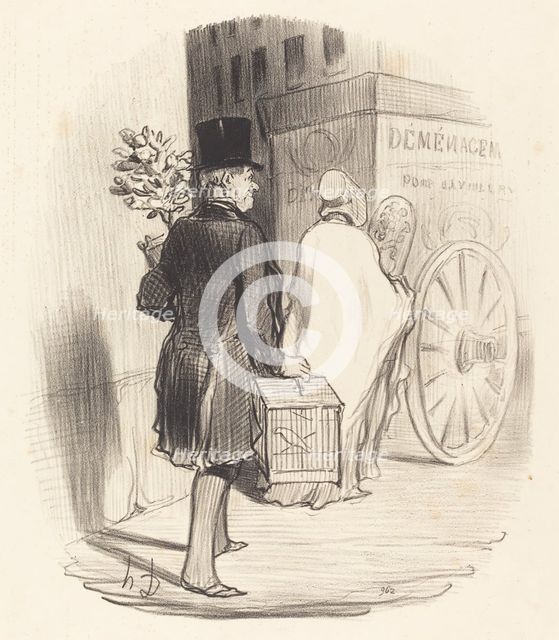 Parisien transportant dans un autre quartier ses dieux Lares, 1847. Creator: Honore Daumier.
