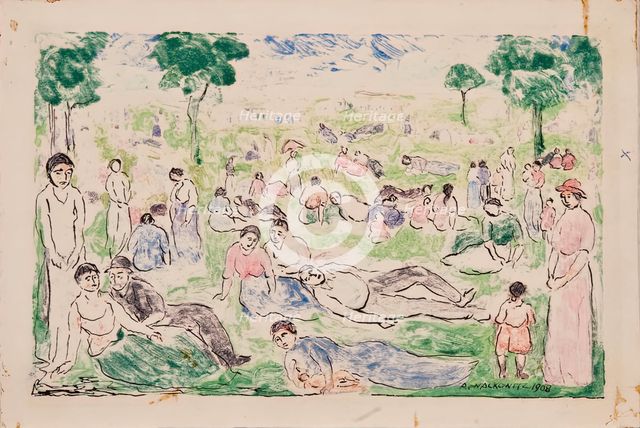 Park With Figures, 1908. Creator: Abraham Walkowitz.