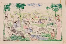 Park With Figures, 1908. Creator: Abraham Walkowitz