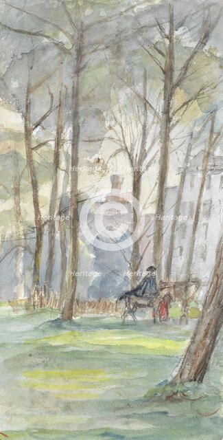 Park with figures on horseback, 1834-1911. Creator: Jozef Israels.