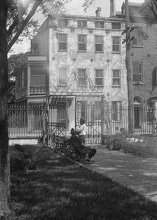 Park and houses, [36 Chalmers Street through Washington Park Gate], Charleston, South..., c1920-1926 Creator: Arnold Genthe