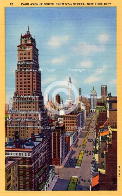 Park Avenue south from 57th Street, New York City, New York, USA, 1933. Artist: Unknown