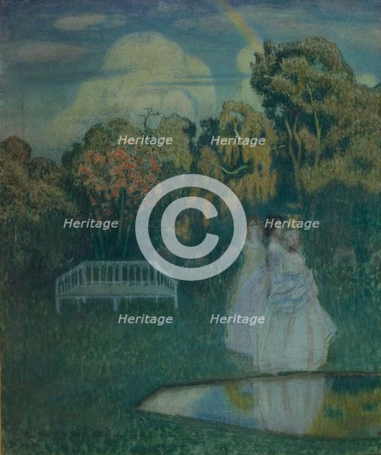 Park bathed in shadows, 1904. Artist: Borisov-Musatov, Viktor Elpidiforovich (1870-1905)
