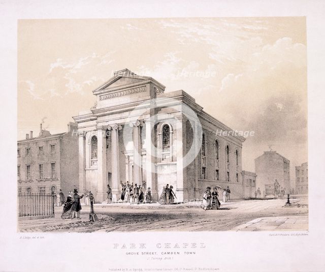 Park Chapel, Camden Town, London, c1850. Artist: Edwin Thomas Dolby 
