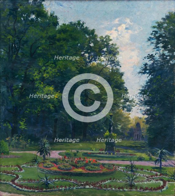 Park in Petrzalka, around 1911. Creator: Gustav Mally.