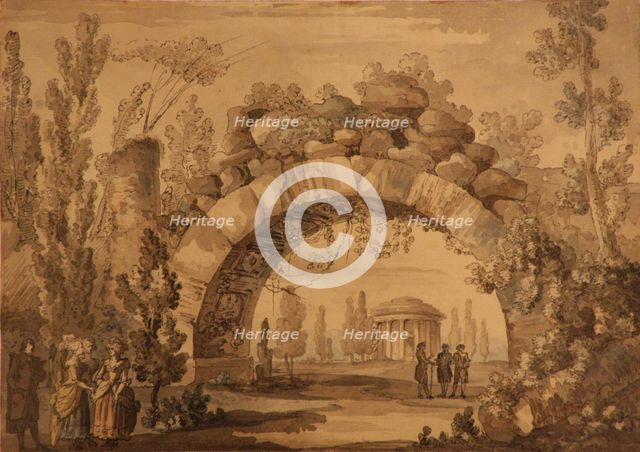 Park Landscape With An Arch, 1800s.